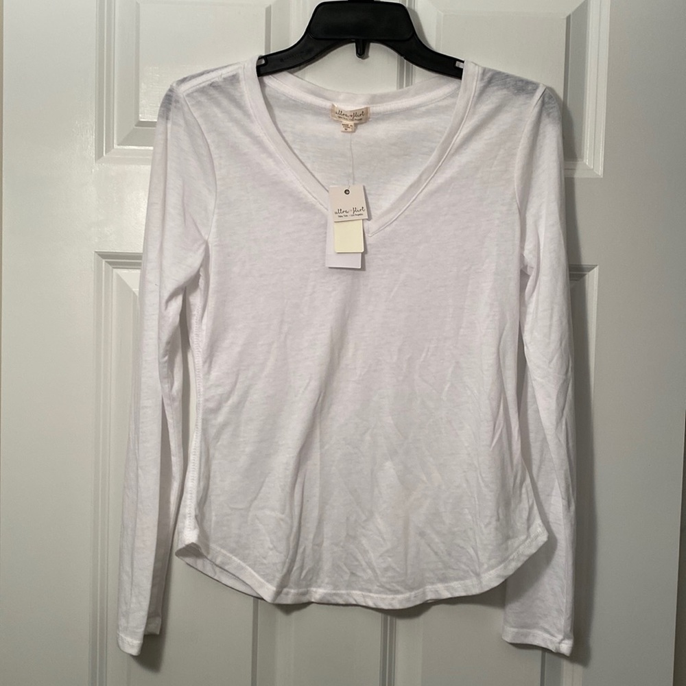 Ultra Flirt v neck long sleeve white shirt